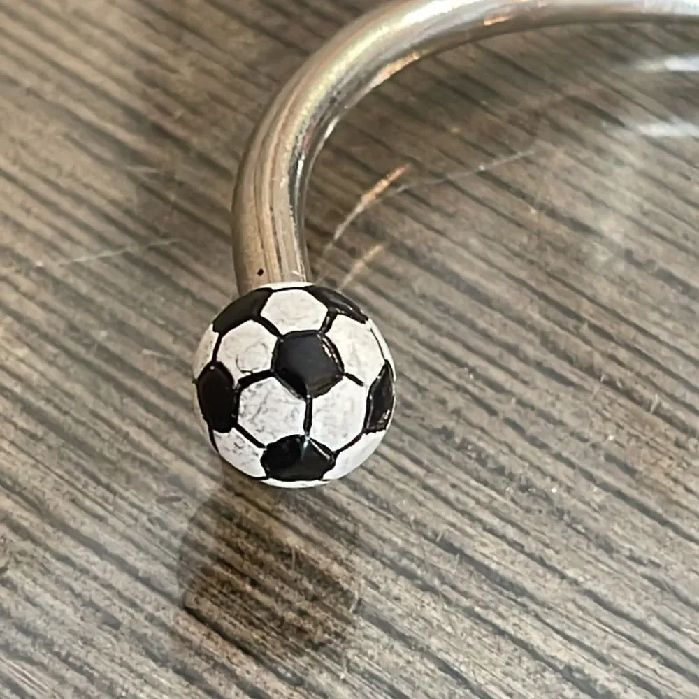 Soccer Charm Bracelet Soccer Ball Ends  Circular Barbell Cuff Bracelet